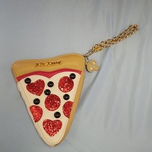 Betsy Johnson Faux Leather Pizza Clutch Purse